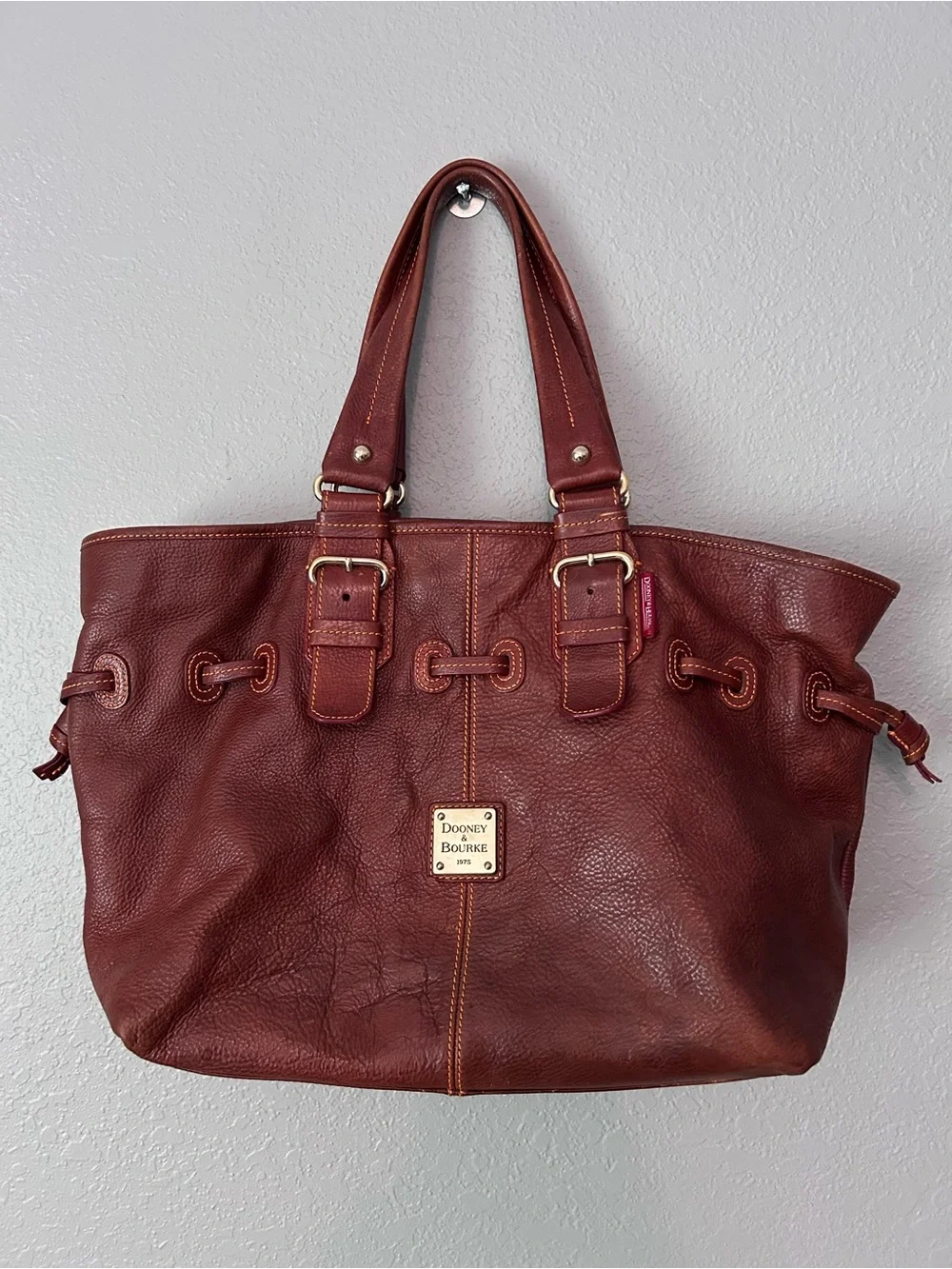 Dooney & Bourke Chiara Pebbled Leather Satchel Cognac Brown